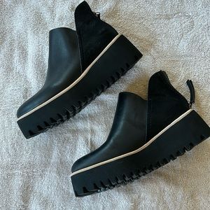 All black platform ankle boots